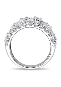 Lab Created 1.3 CT TGW White Sapphire Lattice Ring Sterling Silver