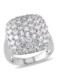 Lab Created 4.88 CT TGW White Sapphire Cluster Cocktail Ring Sterling Silver