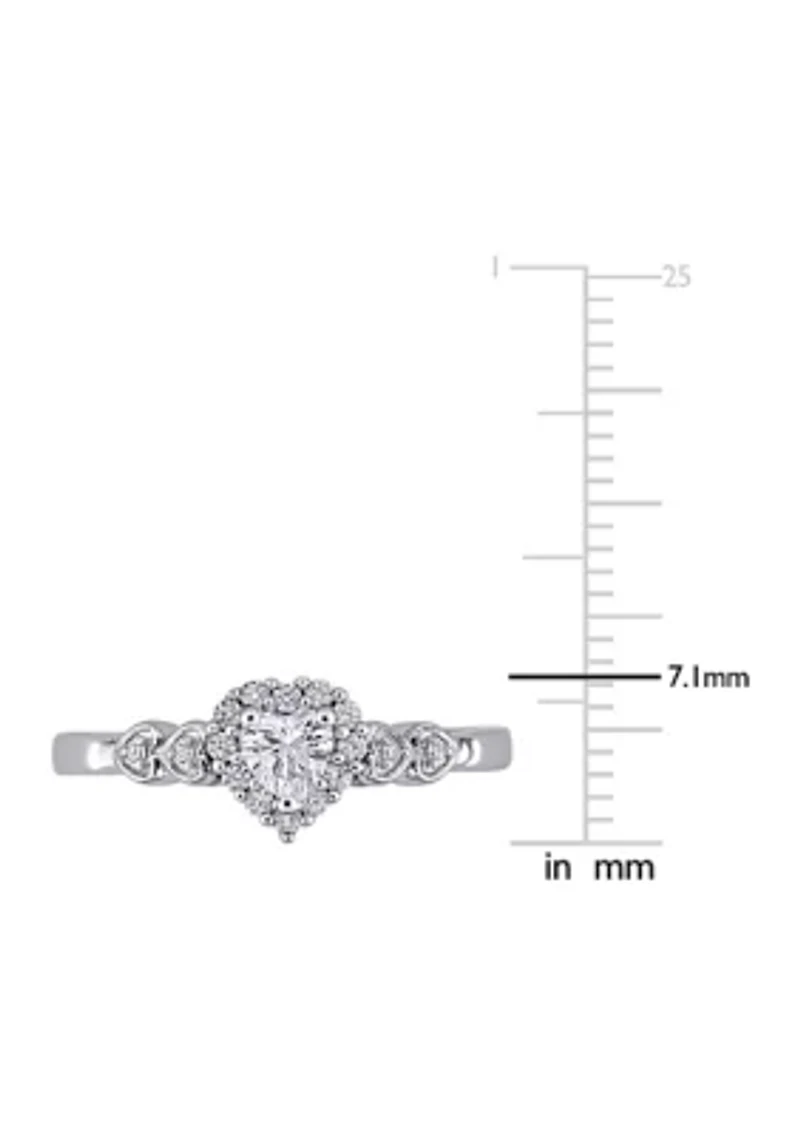Lab Created 3/8 CT TGW White Sapphire and Diamond-Accent Heart Ring Sterling Silver