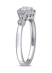 Lab Created 3/8 CT TGW White Sapphire and Diamond-Accent Heart Ring Sterling Silver