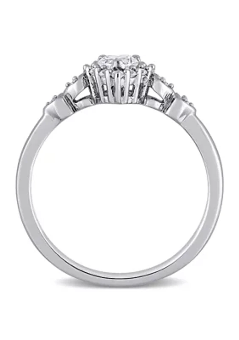 Lab Created 3/8 CT TGW White Sapphire and Diamond-Accent Heart Ring Sterling Silver
