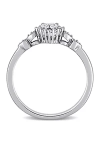 Lab Created 3/8 CT TGW White Sapphire and Diamond-Accent Heart Ring Sterling Silver