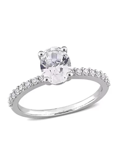 Lab Created 2.3 CT TGW White Sapphire Oval Engagement Ring 10k Gold