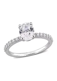 Lab Created 2.3 CT TGW White Sapphire Oval Engagement Ring 10k Gold