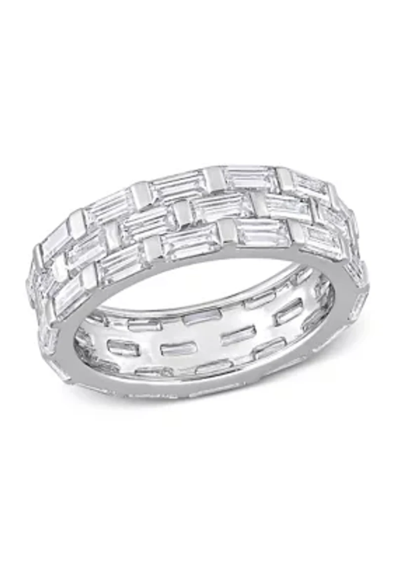 Lab Created 4 5/8 CT DEW Moissanite Triple Band Ring Sterling Silver