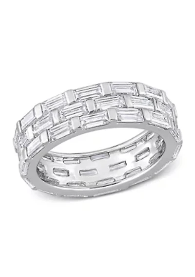 Lab Created 4 5/8 CT DEW Moissanite Triple Band Ring Sterling Silver