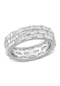 Lab Created 4 5/8 CT DEW Moissanite Triple Band Ring Sterling Silver