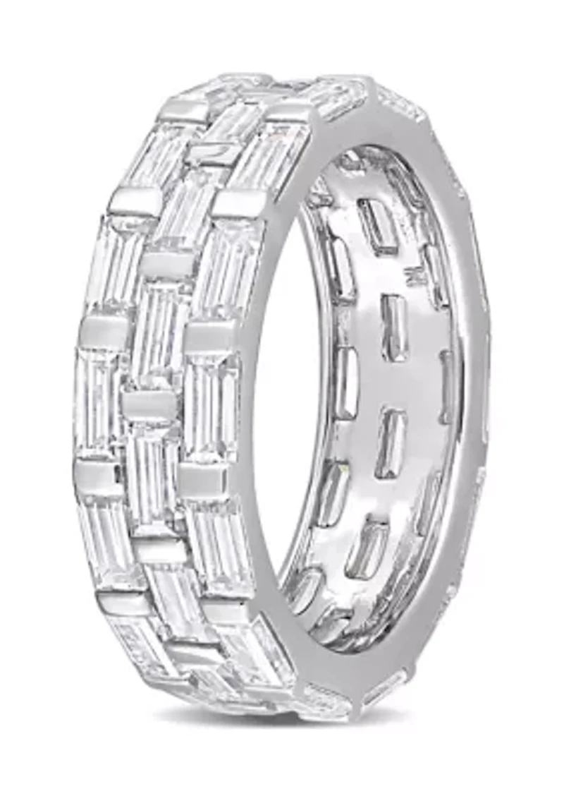 Lab Created 4 5/8 CT DEW Moissanite Triple Band Ring Sterling Silver