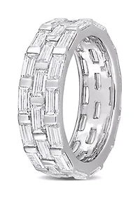 Lab Created 4 5/8 CT DEW Moissanite Triple Band Ring Sterling Silver