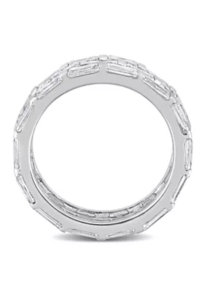 Lab Created 4 5/8 CT DEW Moissanite Triple Band Ring Sterling Silver