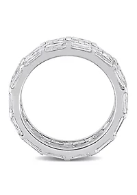 Lab Created 4 5/8 CT DEW Moissanite Triple Band Ring Sterling Silver