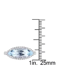 2 7/8 CT TGW Marquise Shape Sky Blue Topaz and White Halo Ring Sterling Silver