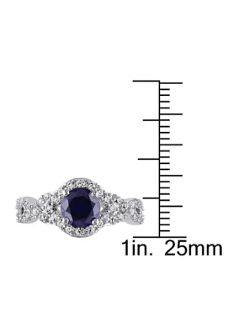 Lab Created 2 1/10 CT TGW Blue and White Sapphire Crossover Twist Ring Sterling Silver