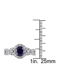 Lab Created 2 1/10 CT TGW Blue and White Sapphire Crossover Twist Ring Sterling Silver