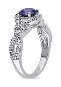Lab Created 2 1/10 CT TGW Blue and White Sapphire Crossover Twist Ring Sterling Silver