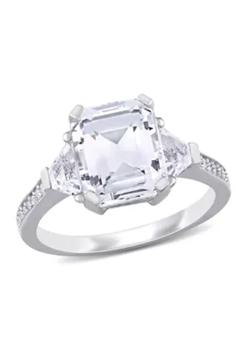 5 1/5 CT TGW White Topaz and Diamond Accent Estate Ring Sterling Silver