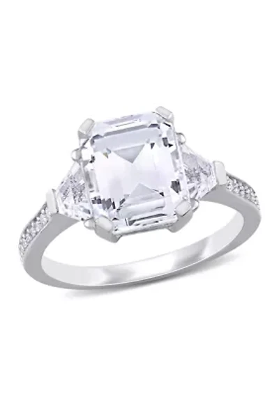 5 1/5 CT TGW White Topaz and Diamond Accent Estate Ring Sterling Silver