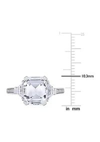 5 1/5 CT TGW White Topaz and Diamond Accent Estate Ring Sterling Silver