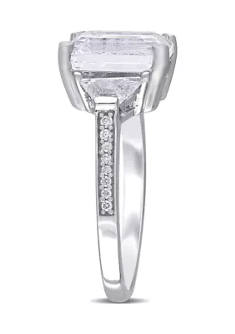 5 1/5 CT TGW White Topaz and Diamond Accent Estate Ring Sterling Silver
