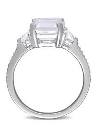 5 1/5 CT TGW White Topaz and Diamond Accent Estate Ring Sterling Silver