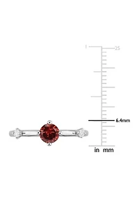 3/4 CT TGW Garnet and White Topaz 3-Stone Ring Sterling Silver