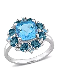 Multi Gemstone Ring Sterling Silver