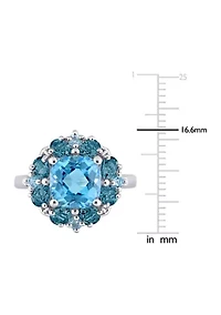 Multi Gemstone Ring Sterling Silver