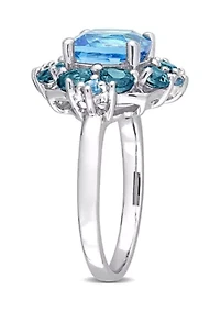 Multi Gemstone Ring Sterling Silver