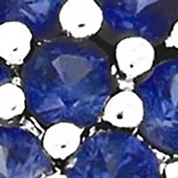 Lab Created 3/8 CT TGW White Topaz and Blue Sapphire Teardrop Halo Ring Sterling Silver