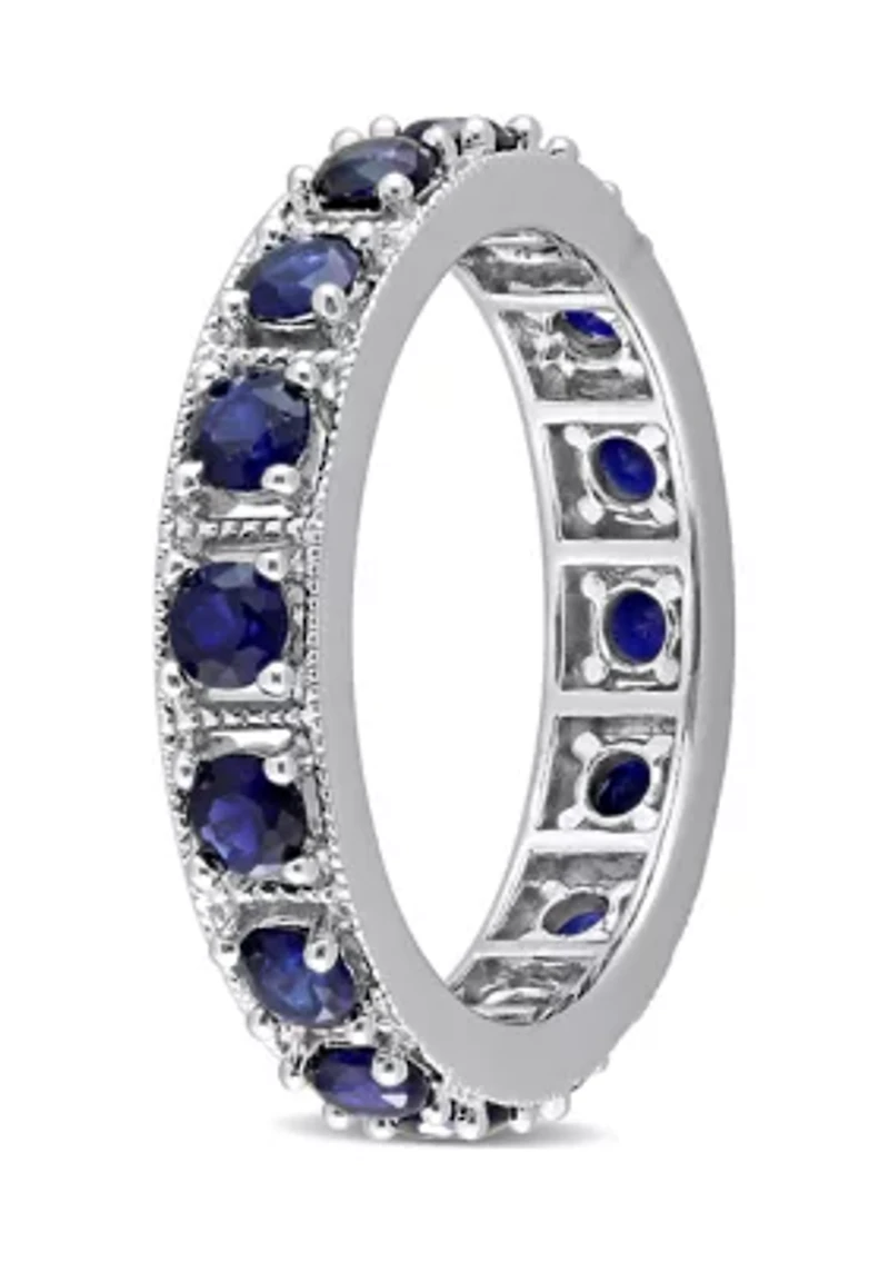 Lab Created 1 7/8 CT TGW Blue Sapphire Eternity Ring Sterling Silver
