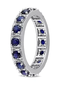 Lab Created 1 7/8 CT TGW Blue Sapphire Eternity Ring Sterling Silver