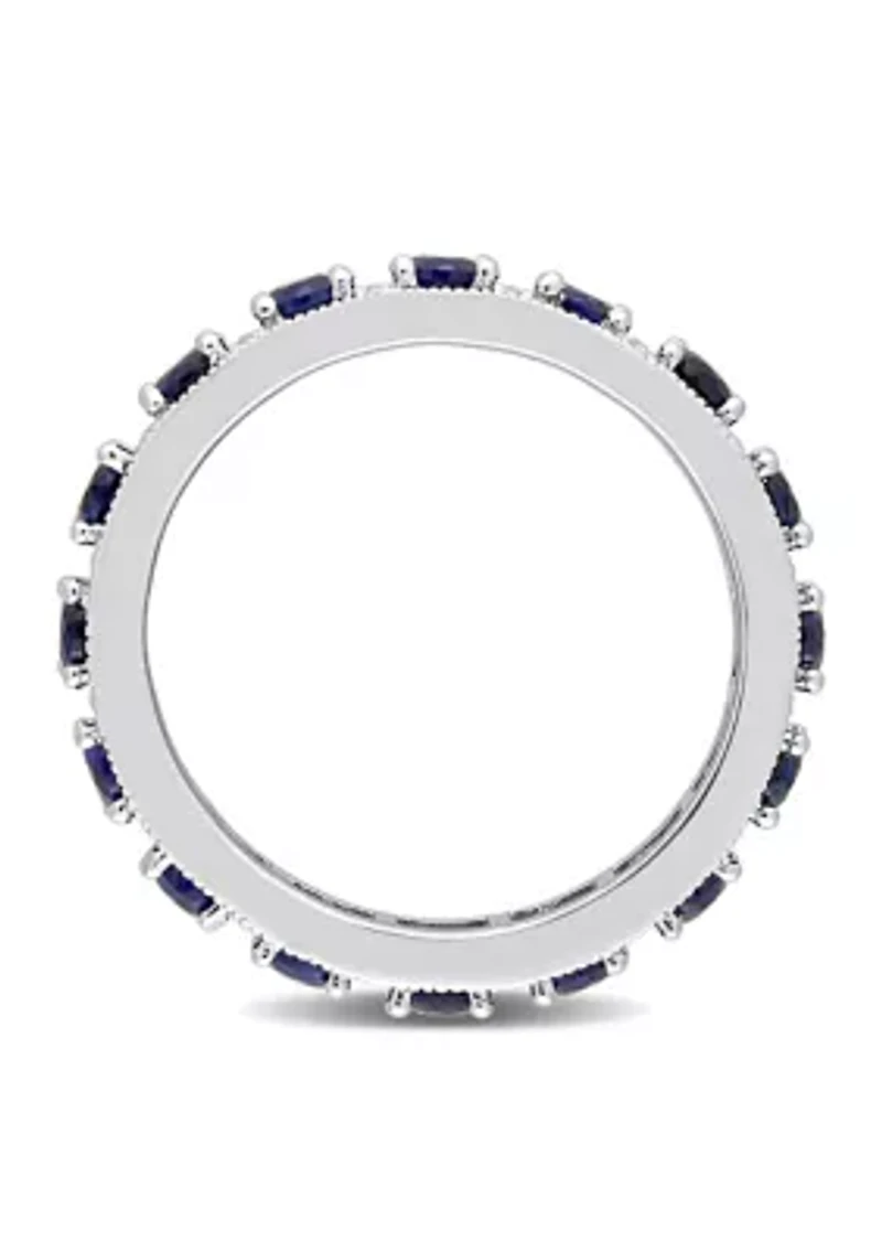 Lab Created 1 7/8 CT TGW Blue Sapphire Eternity Ring Sterling Silver