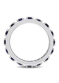 Lab Created 1 7/8 CT TGW Blue Sapphire Eternity Ring Sterling Silver