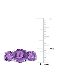 3 3/8 CT TGW Amethyst 3-Stone Ring Sterling Silver