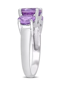3 3/8 CT TGW Amethyst 3-Stone Ring Sterling Silver