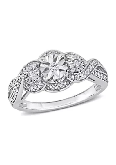 1/5 CT TW Diamond Vintage Style Ring Sterling Silver