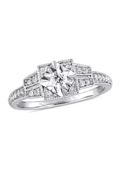 1/4 CT TW Diamond Vintage Ring Sterling Silver