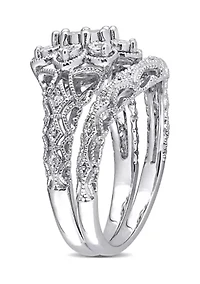 1/10 CT TW Diamond Vintage Bridal Set Sterling Silver