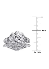 1/10 CT TW Diamond Vintage Bridal Set Sterling Silver