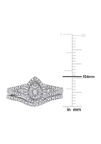 1/4 CT TW Diamond Vintage Bridal Set Sterling Silver