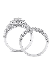 1/6 CT TW Diamond Vintage Bridal Set Sterling Silver
