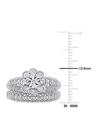 1/6 CT TW Diamond Vintage Bridal Set Sterling Silver
