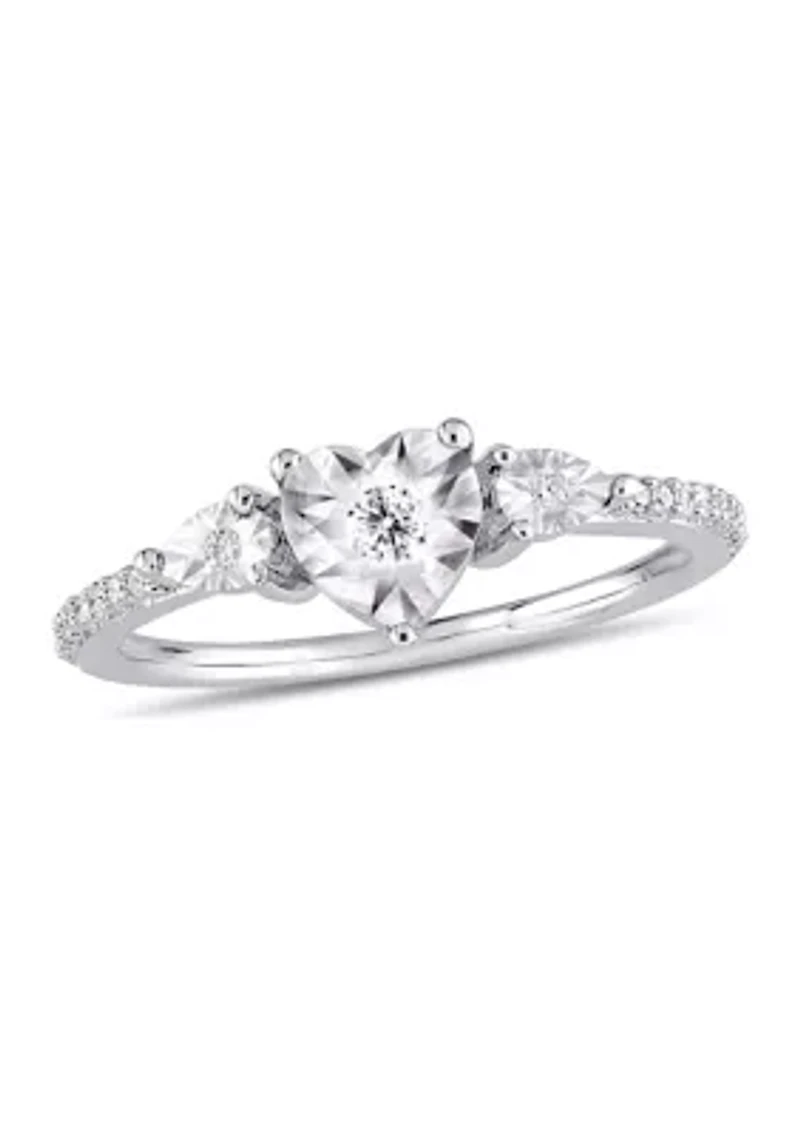 1/7 CT TW Diamond Heart Ring Sterling Silver