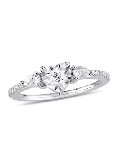1/7 CT TW Diamond Heart Ring Sterling Silver