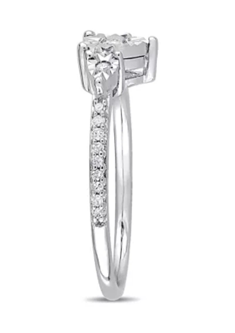 1/7 CT TW Diamond Heart Ring Sterling Silver