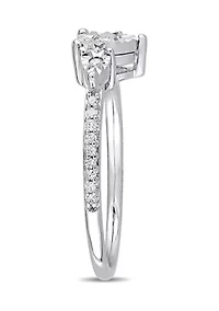 1/7 CT TW Diamond Heart Ring Sterling Silver