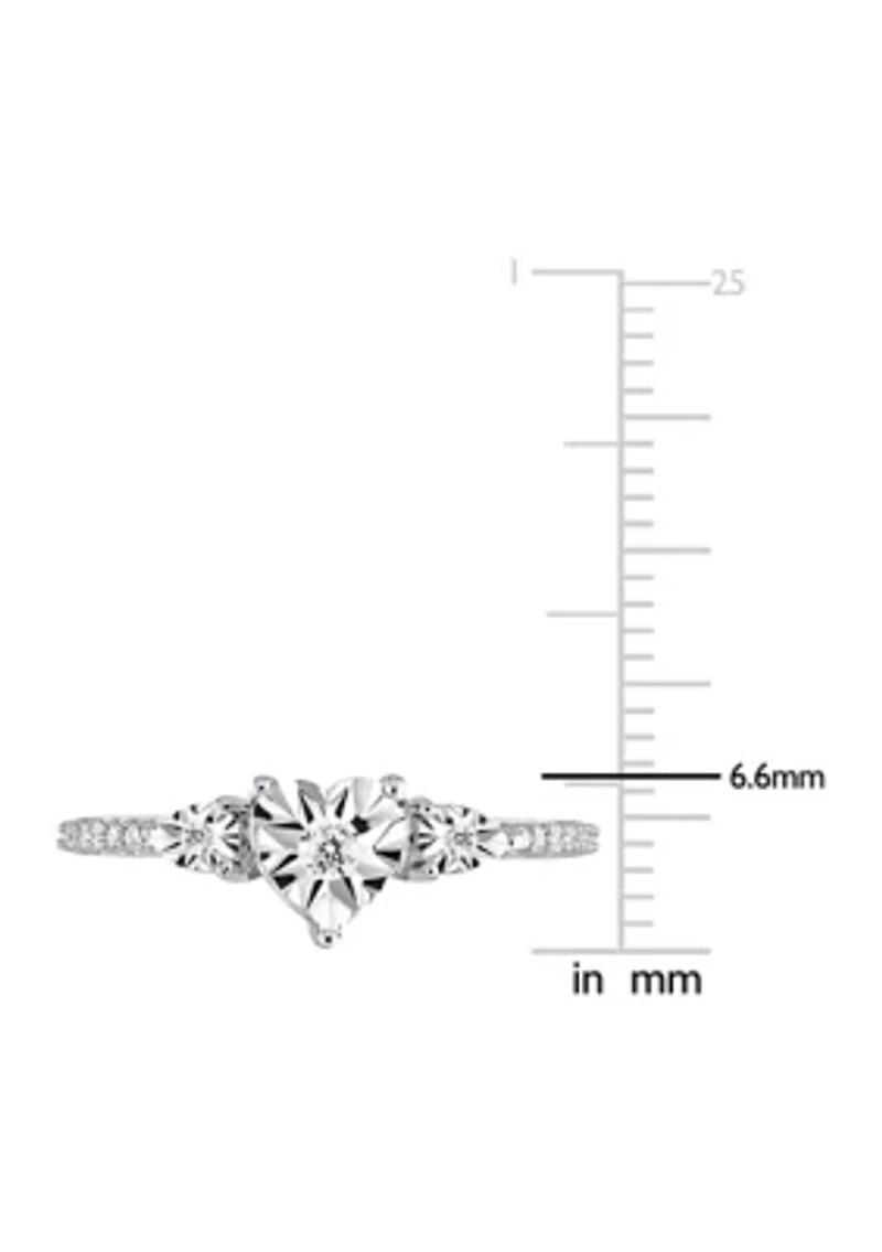 1/7 CT TW Diamond Heart Ring Sterling Silver