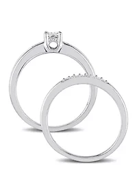 1/6 CT TW Princess Cut Diamond Quad Bridal Set Sterling Silver