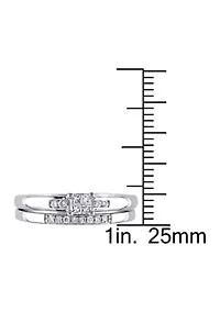 1/6 CT TW Princess Cut Diamond Quad Bridal Set Sterling Silver