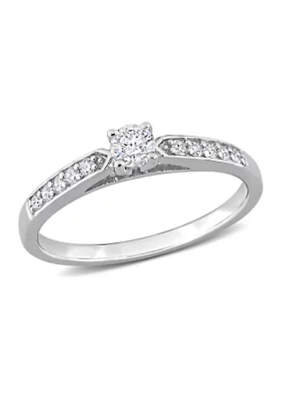 1/3 CT TW Diamond Engagement Ring Sterling Silver